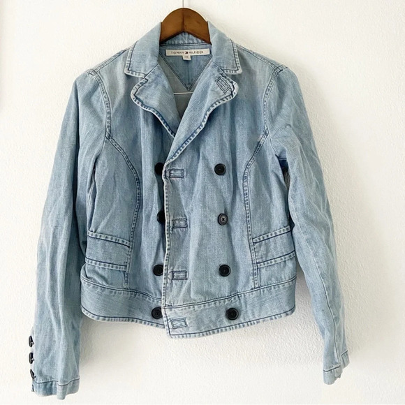 Tommy Hilfiger Jackets & Blazers - TOMMY HILFIGER Denim Jean Jacket 100% Cotton Double Breasted Size Large Unique